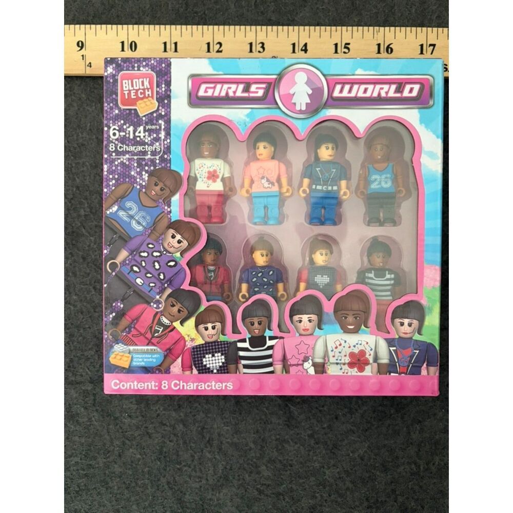 Block tech Girls World 8 character building block figure set